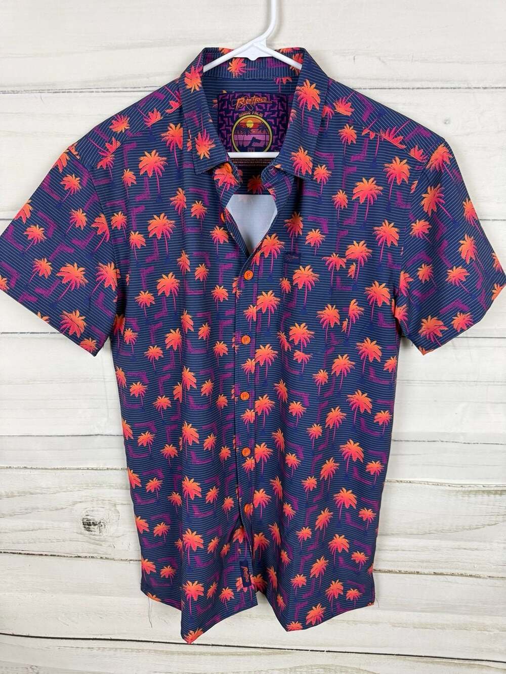 Retro Rifle Rising Palm Performance Button Down Short Sleeve Shirt